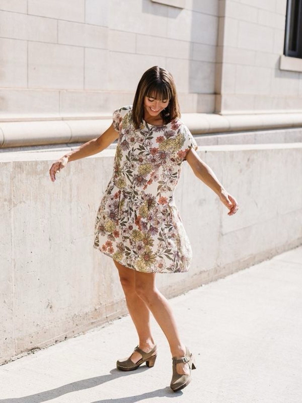 Lilya Samba Dress in Rusty 70’s Fleur Floral Botanical Fall Boho Earthy Artsy